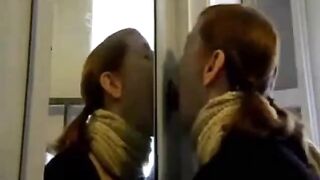 Redhead Amateur Couple's Gloryhole Blowjob