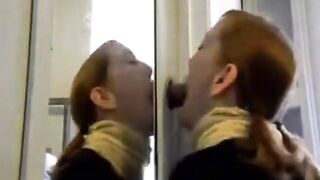 Redhead Amateur Couple's Gloryhole Blowjob
