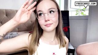 Nerdy young babe sucks and fucks forbidden cock