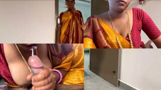 Tamil beautiful stepsister in saree and her stepbrother dick blowjob cum in mouth