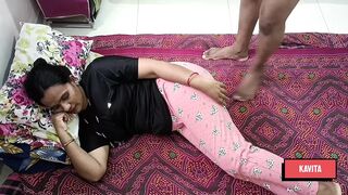 Desi Tatya entered Kavita Vahini's bed and started demanding to fuck Kavita Vahini and even though she resisted, he tore her clo