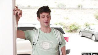 Trans sorority girl Livi Doll ass fucked