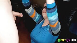 Huge Facial Blast on Glasses - Hot Brunette MILF