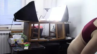 Sexy wife does housework naked. Hairy and sexy Latina, big tits, big ass. Sexy wife massages her hairy pussy.