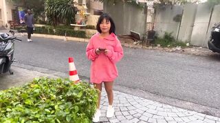 Skinny Asian Destroyed by Big with Dick Creampie