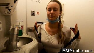 Naughty Blonde Solo in Plane Bathroom