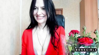 Three Fingers Orgasm - Big Tits Brunette Babe Solo