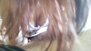 Wet Redhead Czech Gives POV Blowjob