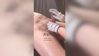 Mistress Ann  Glans Scrubbing With Rough Gloves