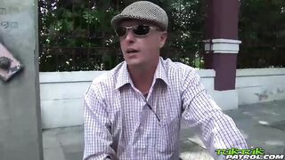 Beautiful light eyed Asian amateur opens her sweet legs for big dick