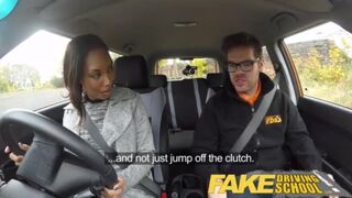 Fake Driving School Nervous Black Teen Filled Up By Her Teacher In The Car