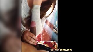 Tiny Asian Amateur Loves Sucking Big Black Cock