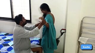 Desi Indian Couple Fuck in Silk Saree, Hard Rough Fuck Slut Tamil Aunty