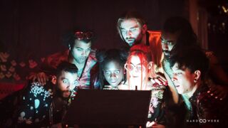 Stunning Bebe and Muriel's Trippy 5 cock orgy GANGBANG