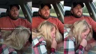 Le mari recoit une pipe en voiture de la part de sa femme alors qu'il conduisait