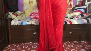 Nepali babe in red saree fucked in all styles