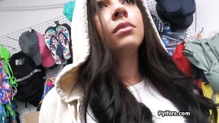 Bra less big tit suspects throat and pussy fucked on security cameras