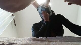 Milf endures a rough 10-minute face fuck with a big cock and huge cumshot.