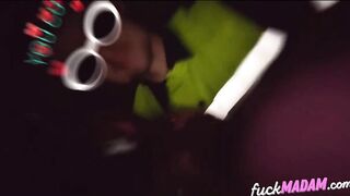 Cuck's Girl Gags on Tow Truck Driver's Cock