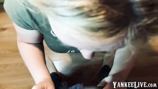 Blonde BBW Amateur Takes a Mouthful