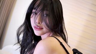 Hot Asian Girl Sucks and Squirts in Black Stockings