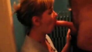 Blonde Amateur's Blowjob Ends With Cum in Her Mouth