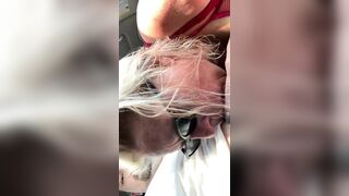 Blowing Hubby in his work parking lot