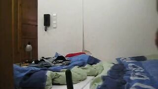 Playing with my Dildo on my Son's Bed