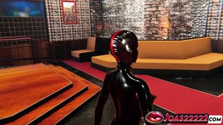 Fetish Latex Girl in 3D Hentai – Anal Toy Insertion, Wet Pussy Licking on Chair & Double Vibrator Squirt