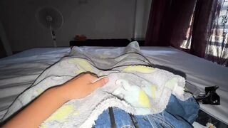 Hot girl rubs her wet pussy to show her stepbrother