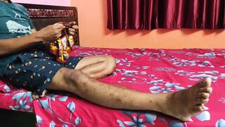 Mamiji couch red handed me his party masturbating