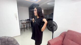 I find my little stepsister with my clothes on, I take them off and fuck her hard until I cum in her pussy