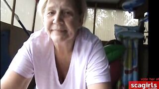 Big-Titted American BBW Granny Gives a Blowjob