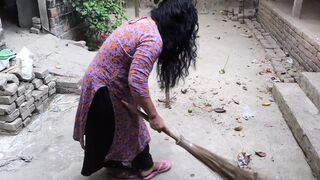 My aunty was cleaning the yard. But I hugged him, put him in my aunty ass, and started fucking him anal