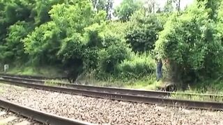 Amateurs have outdoor sex with a slutty girl