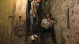 Lovely blonde gets milked in her mouth with his warm load