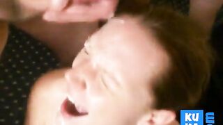 Amateur Facial Bukkake on Cum-Loving Slut