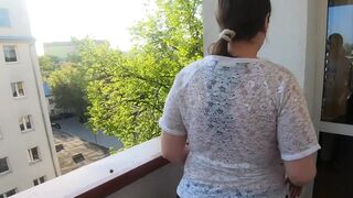 Trying on see-through blouses