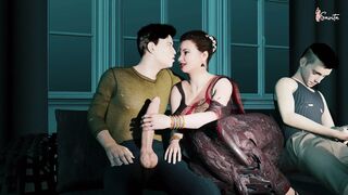 Desi Indian Stepmom Having Sex with Her Stepson's Friend in the Bedroom