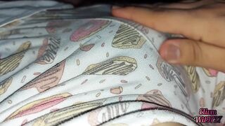 Step sister spreads her legs to caress her pussy