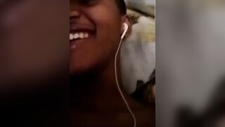 Ebony Horny Girl Masturbating with Her BF on Video Call, She Squirts