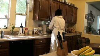 Hot Stepmother Smokes Cigarettes and Cock on the Stairs