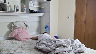 Stepfather Enters His Stepdaughter's Room and Fucks Her and Leaves Cum on Her