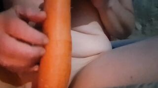 Cum See the Nasty Things I Do to This Massive Carrot