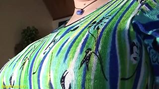 Hairy bush BBW housewife oiled her extreme monster boobs