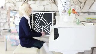 Sleazy harlot teen Sammie Daniels riding her teachers cock