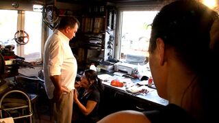 Great fuck at the office with customer and cum shot on tits