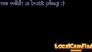 Brunette Hottie Plays with Her Buttplug on Webcam