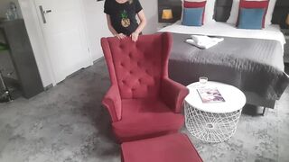 Graceful Mature Lady Relaxing on Armchair