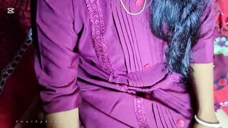purple Color Chudridhar Desi Aunty Husband Night Romantic Wedding Dress Party